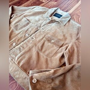 BEAMS Leather Works Suede Ranch Trucker Jacket (Size S)